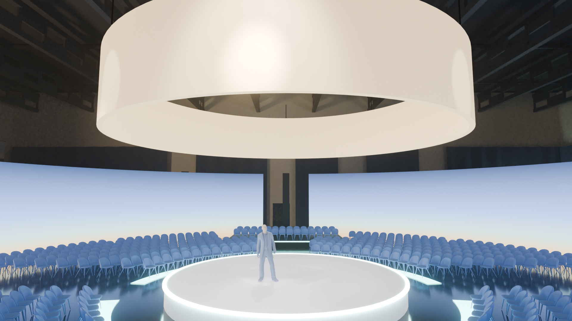The sunrise: the sun ignites over the stage